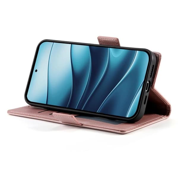 Redmi Note 14 4G - Global Sidobuckle Magnetisk Frostad Läderfodral Roséguld