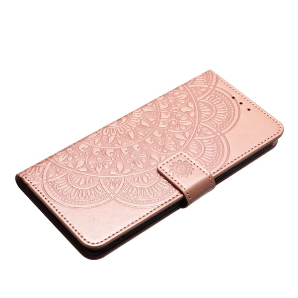 iPhone 16 Pro Max Blomsterpräglat Läderfodral - Elegant Skal för iPhone 16 Pro Max Roséguld