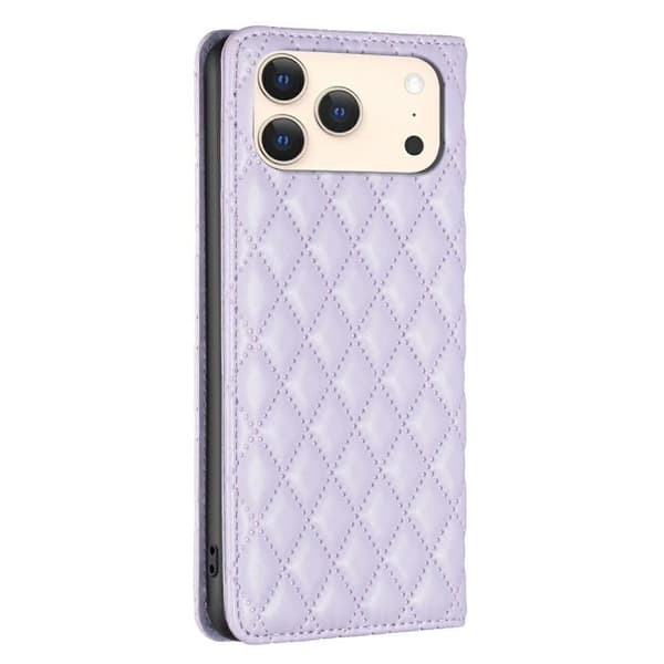 iPhone 18 Pro / iPhone 17 Pro Diamantgaller Magnetisk Läder Flip Skal Purpur