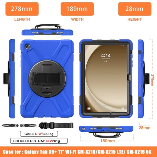 Samsung Galaxy Tab A9+ / A11+ Rotationshandtag TPU + PC Tabletfodral Blå