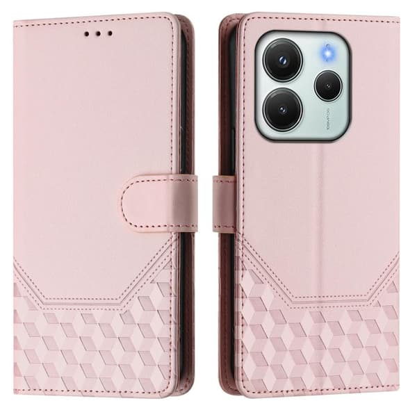 Redmi Note 14 4G - EU-version, RFID-läderfodral med honungskombination och präglad yta, Rosa