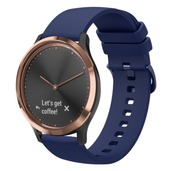 För Garmin Vivomove HR Sport 20mm Solid Color Soft Silikon Watch Band Navy Blue