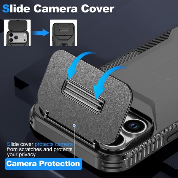 iPhone 18 Pro / iPhone 17 Pro Skal med Glidande Camshield Svart