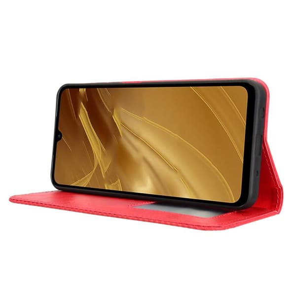 Redmi A5 4G - Magnetisk Spänne Retro Textur Läder fodral Röd