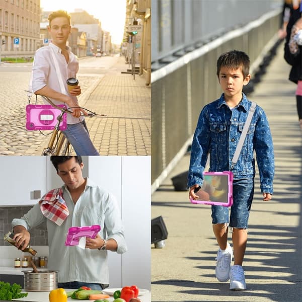 Samsung Galaxy Tab A9 / A11 360° Rotationsfodral i silikon Rosaröd + Rosa