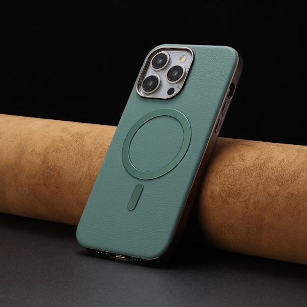 iPhone 16 Pro Solid Color Pläterad MagSafe Full Coverage Skal Grön