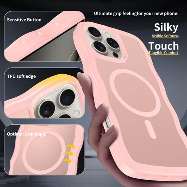 iPhone 16 Pro Skal med Vågtextur och MagSafe Rosa
