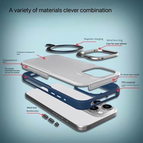 iPhone 16 Pro Max MagSafe Magnetisk Metallskal Grå