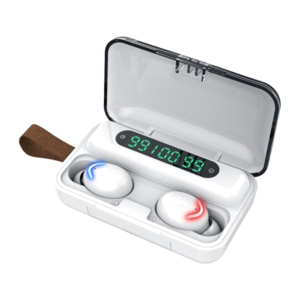 F9-5C Tre-skärmars digital display brusreducerande Bluetooth-hörlurar med handrem Vit