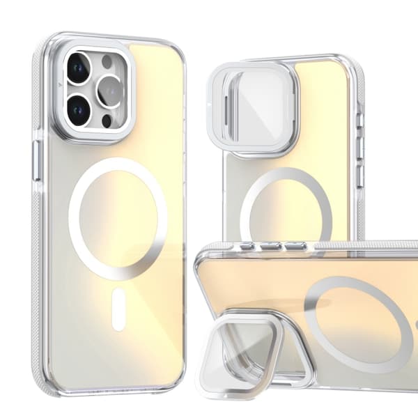 iPhone 16 Pro Skal med MagSafe Gradient Färg Linsskydd och Linshållare Vit
