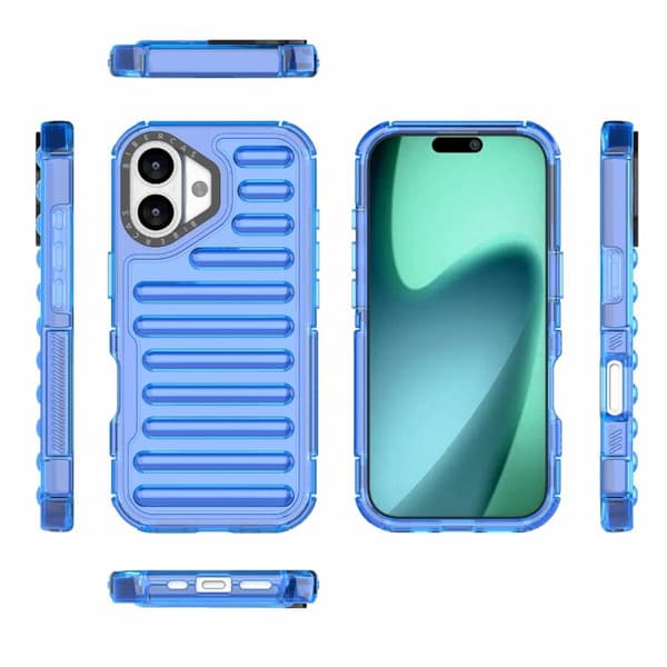 iPhone 17 Skal - hög transparens TPU hybrid PC med luftkudde Transparent blå