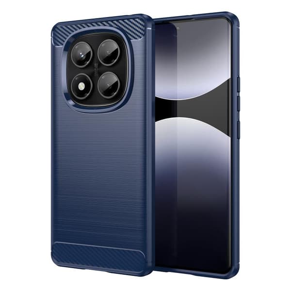 Redmi Note 14 Pro 4G - TPU fodral med Borstad Textur i Kolfiber Blå