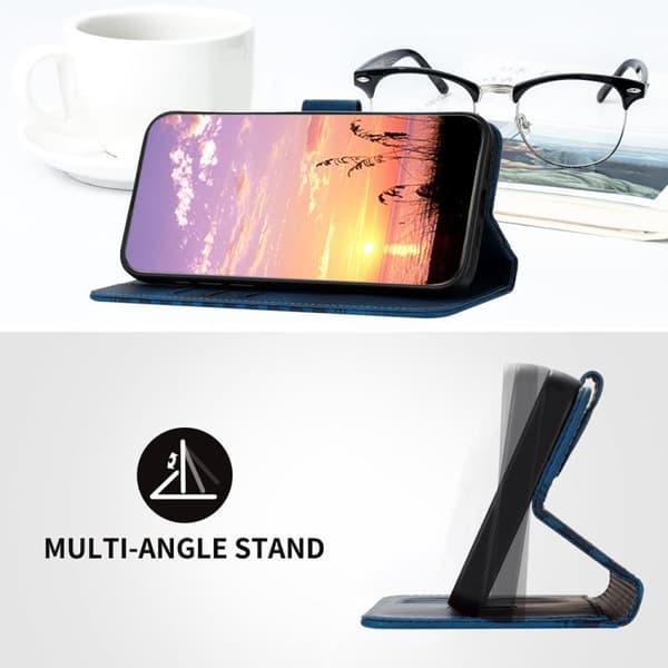 iPhone 18 Pro / iPhone 17 Pro Skal - läder med elefanthuvud och lanyard Kunglig blå