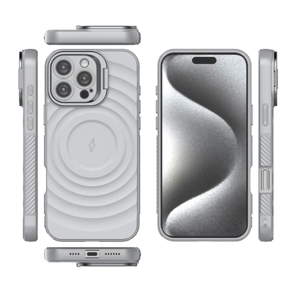 iPhone 16 Pro Max Lensram med korrugerad MagSafe Skal Grå