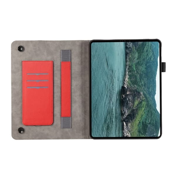 Samsung Galaxy Tab A7 Lite Litchi Textur Läderfodral Röd