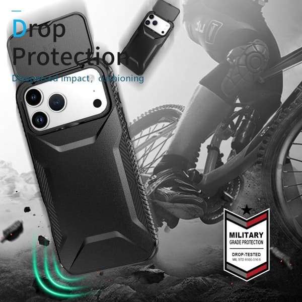 iPhone 18 Pro Max / iPhone 17 Pro Max Skal med Sliding Camshield Svart