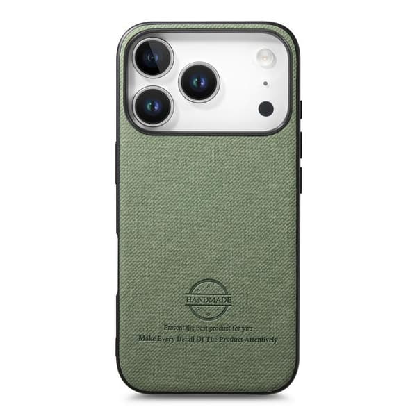 iPhone 18 Pro Max / iPhone 17 Pro Max Twill Fabric Läder Skal Grön