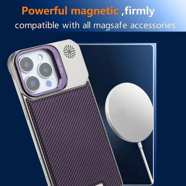 iPhone 16 Pro Max Frameless Kolfiber Skal med PC MagSafe Purpur