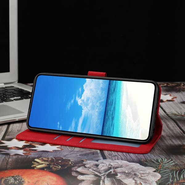 iPhone 18 Pro Max / iPhone 17 Pro Max Skal läderfodral med månbelyst fjärilsdansmönster Röd
