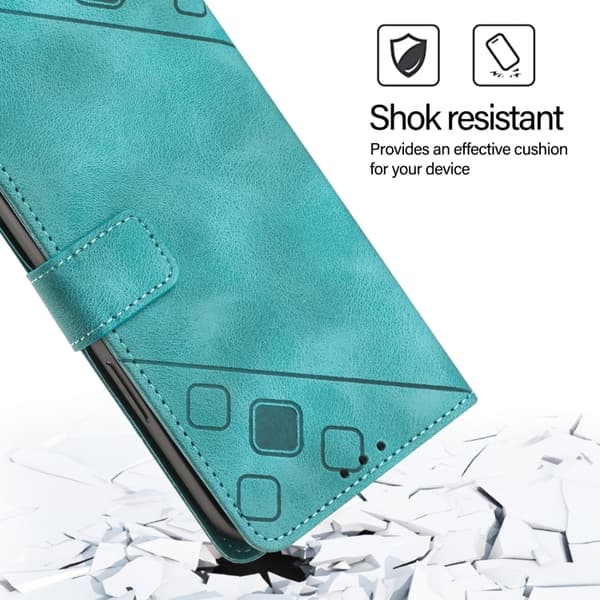 iPhone 16 Pro Max Skal Embossed Läder Fodral - Premium Känsla och Skydd Grön