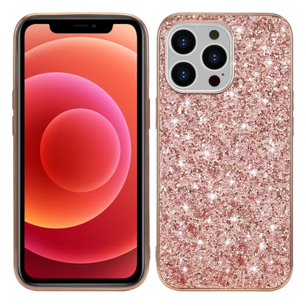 iPhone 16 Pro Glitter Powder Shockproof TPU Skal Roséguld