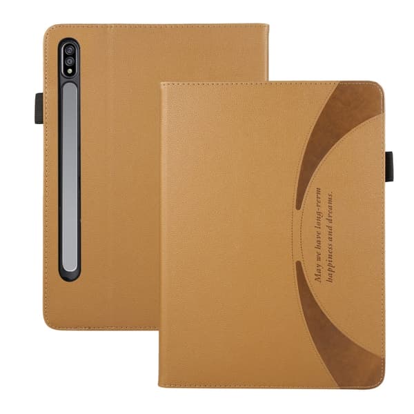 Samsung Galaxy Tab S9/S8/S7 Litchi-texturerat läderfodral Brun