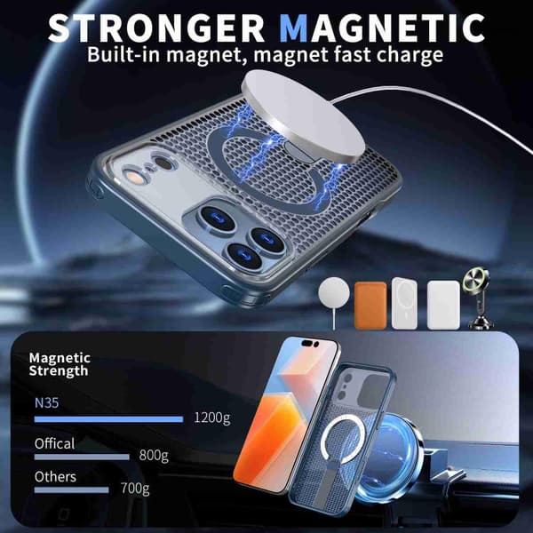 iPhone 17 Pro Max Skal med Honungskombination och MagSafe Blå