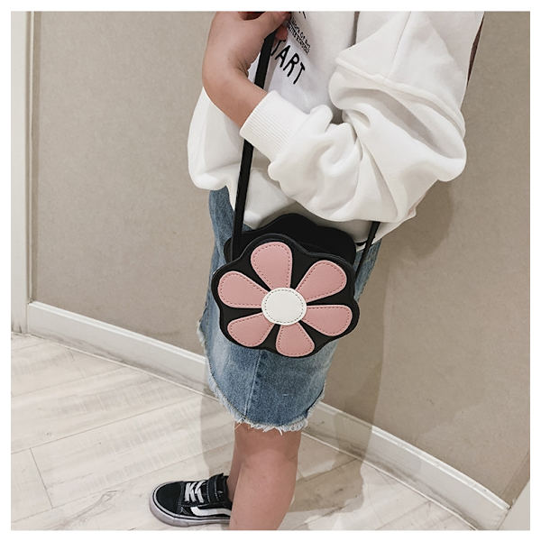 Mini Messenger Bag Söt Blommig Barn Små Myntväskor Barn Handväskor Axelväskor Rosa