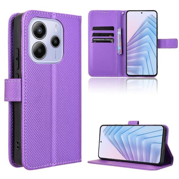 Redmi Note 14 4G - EU Version Diamanttextur Läderfodral Purpur