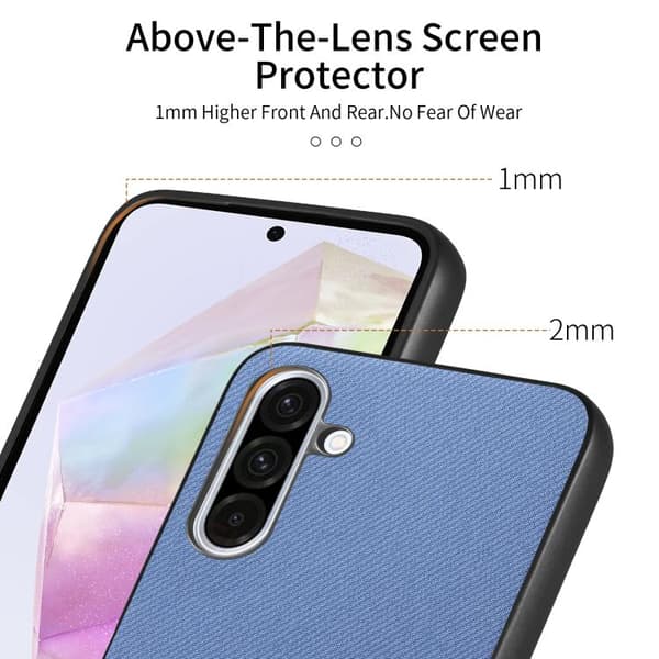 Samsung Galaxy A56 5G Skal i Twill Tyg och Läder Blå