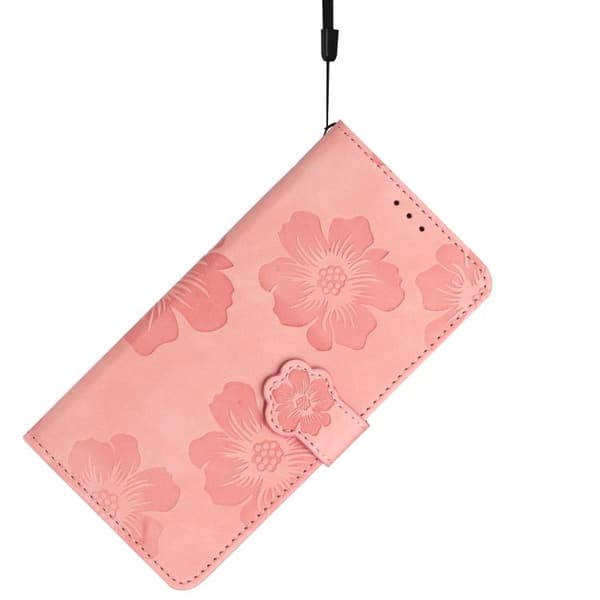 iPhone 18 Pro / iPhone 17 Pro Skal läderfodral med blommönster Rosa