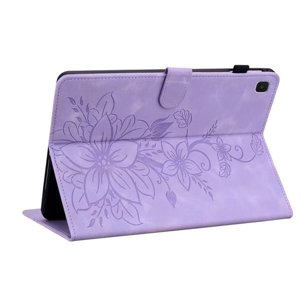 Samsung Galaxy Tab A7 Lite 8.7 Lily Prägad Läderfodral Lila
