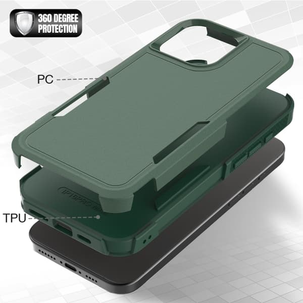 iPhone 16 Pro Max 2 1 PC + TPU Skal Mörkgrön