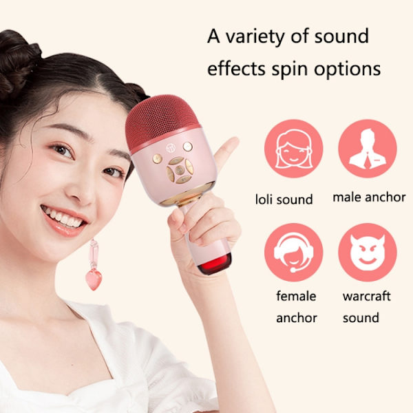K58 Hem Bluetooth Trådlös Mikrofon Med Lampa Mobiltelefon K Sång Barn Mikrofon Ljud(rosa)