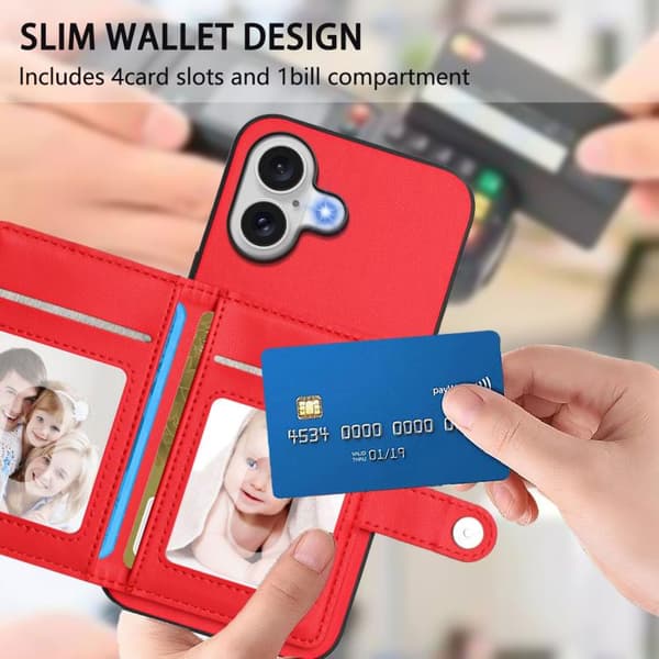 iPhone 17 Skal med RFID-säkerhet och kortfack Röd