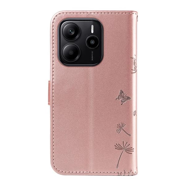 Redmi Note 14 4G - Flip Läderfodral med Dandelion Prägling, Roséguld