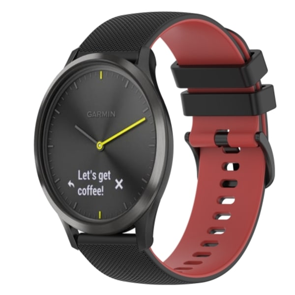 För Garmin Vivomove 20 mm rutigt watch i tvåfärgad silikon Black-Red