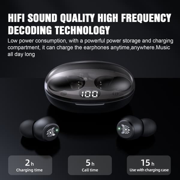 ONIKUMA T305 Digital Display Trådlösa Bluetooth-hörlurar Svart