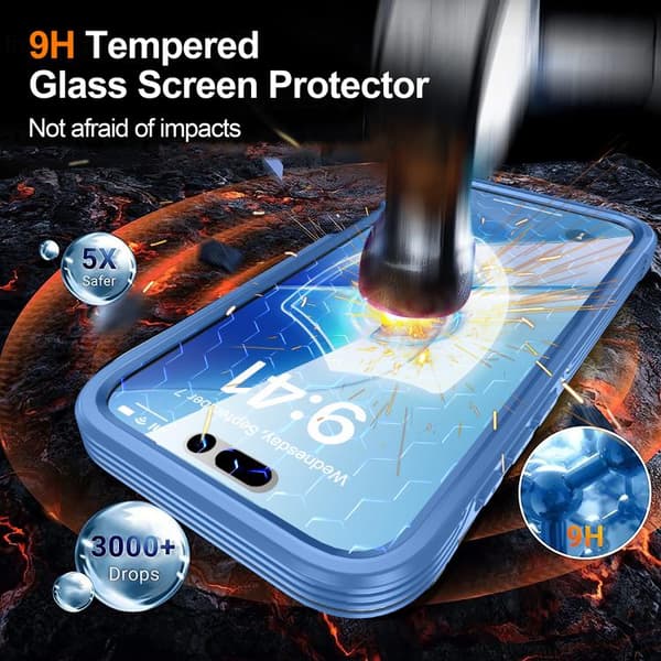 iPhone 18 Pro Max / iPhone 17 Pro Max Skal - Tempererat Glas med MagSafe från RedPepper Blå