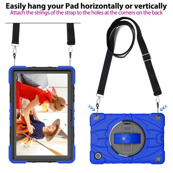 Samsung Galaxy Tab A8 Bat Hand Grip Ställning Tabletfodral Blå Svart