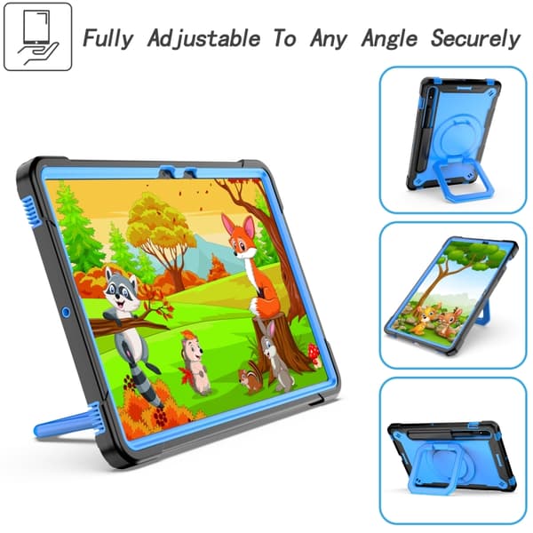 Samsung Galaxy Tab S7/S8 Silikon + PC Armbandshållare Tablet Fodral Svart + Blå