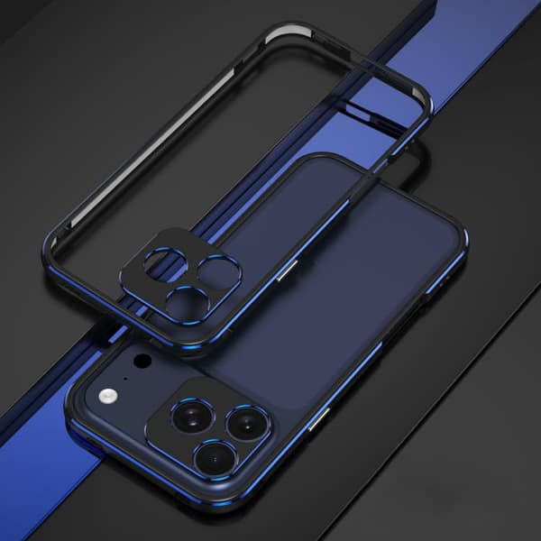 iPhone 18 Pro / iPhone 17 Pro Aurora Series Linsskydd + Metallram Skal Svart Blå