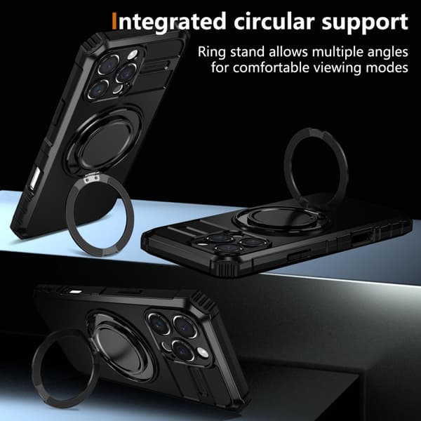 iPhone 16 Pro Max Rotating Magnetisk Hållare Skal Svart