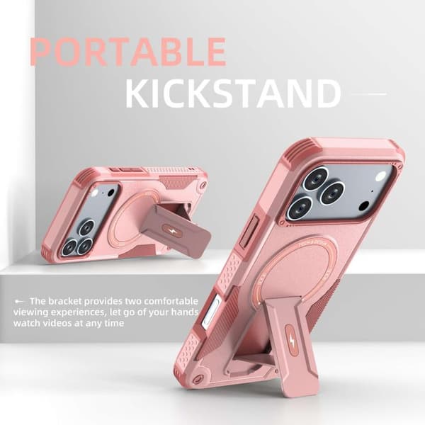 iPhone 18 Pro Max / iPhone 17 Pro Max Skal med Armor MagSafe Hållare - PC Hybrid TPU Rosa