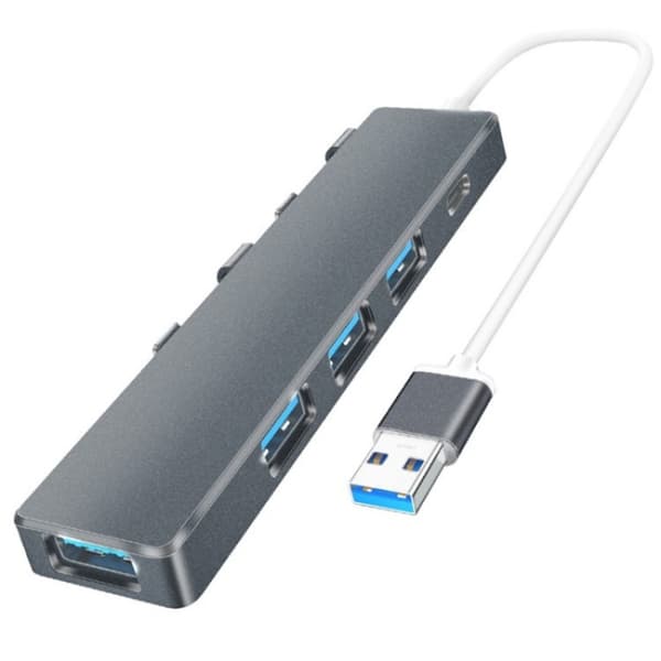 USB 3.0 till Typ-C + USB 3.0 / 2.0 4-Port Hub för Laptop - Grey