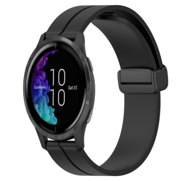 För Garmin Venu 20 mm enfärgad magnetiskt lås i watch Black