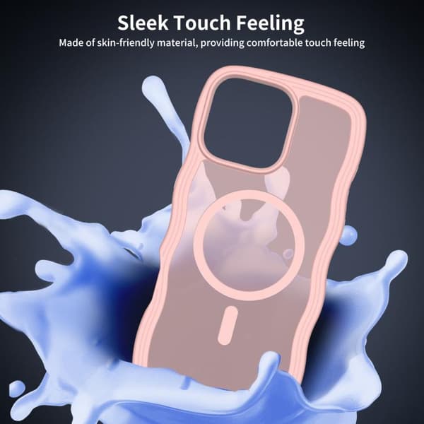 iPhone 16 Pro Max Skal med Vågtextur och MagSafe Rosa