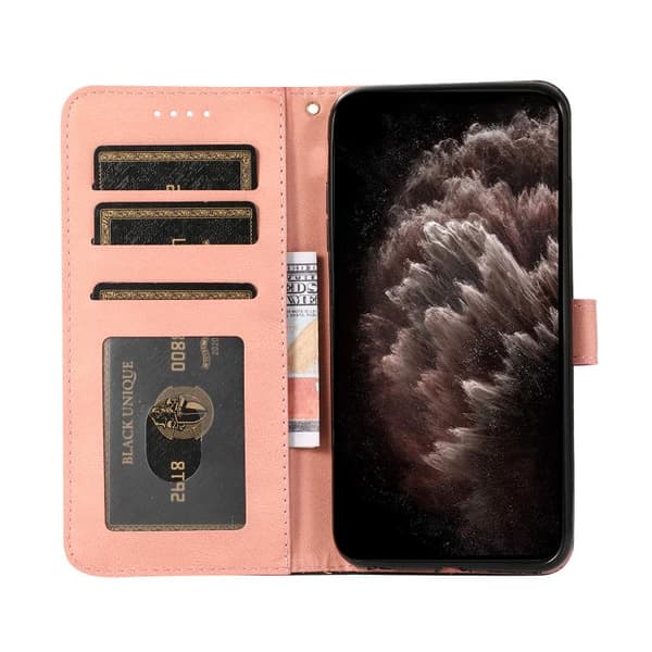 Redmi Note 14 Pro 4G - Dubbelfärgad Sömmad Läderfodral Svart roséguld