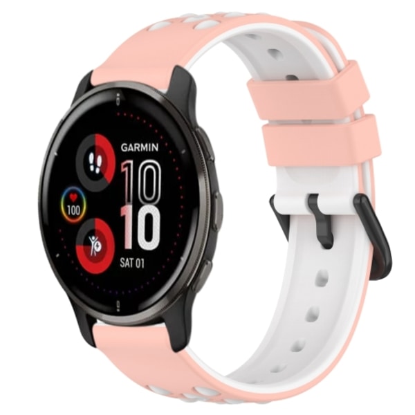 För Garmin Venu 2 Plus 20 mm tvåfärgad porös watch Pink-White