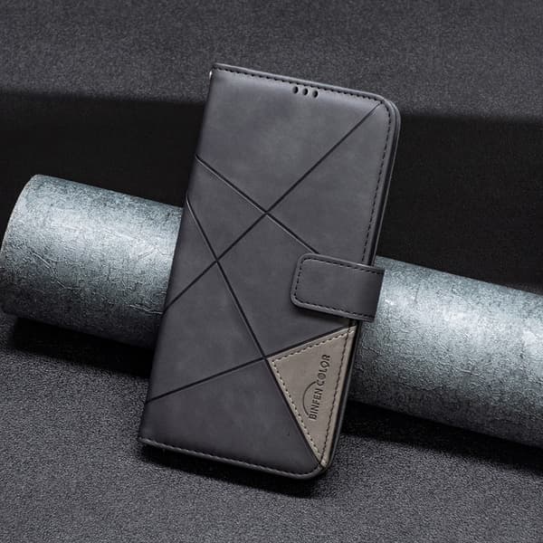 Redmi Note 14 Pro 5G / Note 14 Pro+ 5G - Magnetisk Spänne Rombisk Textur Läder fodral Svart